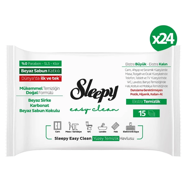 Sleepy Easy Clean Yüzey Temizlik Havlusu&Mendili Seyahat Boy 12x2x15 (360 Yaprak) - 2
