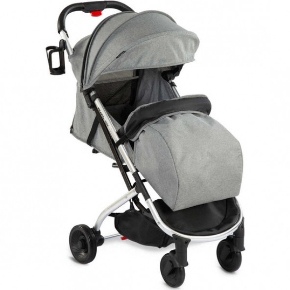 Kraft Q77 Tek Elle Kolay Katlanır Kabin Boy Pratik Bebek Arabası Açık Gri - 1