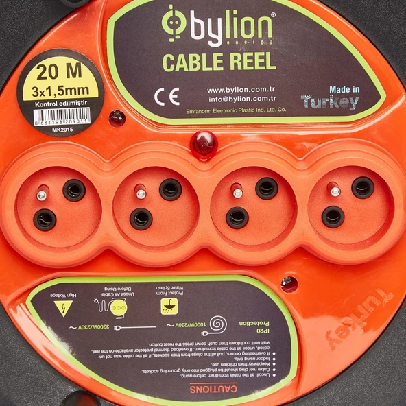 Bylion MK2025 4 Soketli 3x2.5mm 20 Metre Makaralı Kablo - 3