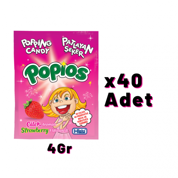 Hleks Patlayan Şeker Popios 40 Adet 4 Gr Çilek - 2
