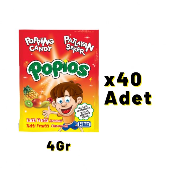 Hleks Patlayan Şeker Popios 40 Adet 4 Gr Tutti Frutti - 2