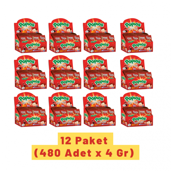 Hleks Patlayan Şeker Popios 4 gr 40 Adet Kolalı 12 Paket (Toplam 480 Adet) - 4