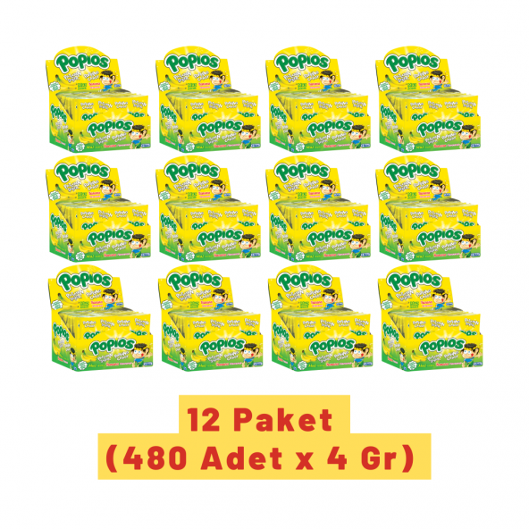 Hleks Patlayan Şeker Popios 4 gr 40 Adet Muzlu 12 Paket (Toplam 480 Adet) - 3
