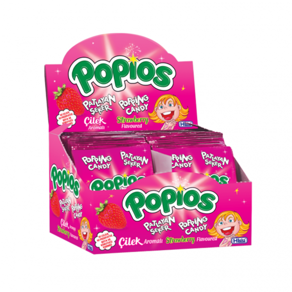 Hleks Patlayan Şeker Popios 4 gr 40 Adet Çilek 12 Paket (Toplam 480 Adet) - 4