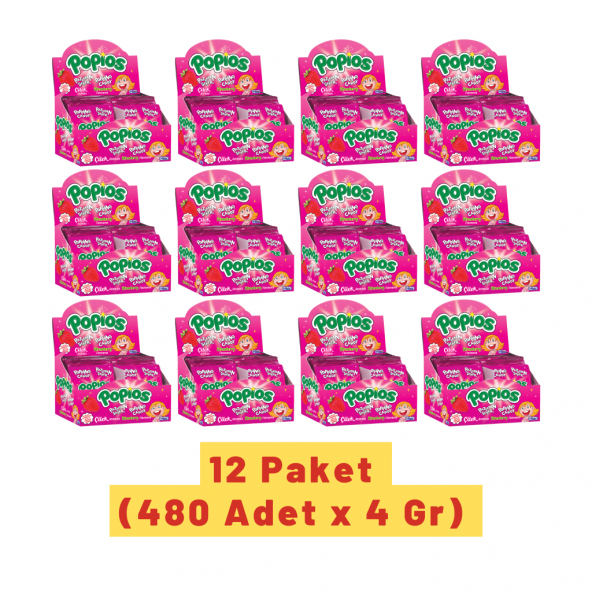 Hleks Patlayan Şeker Popios 4 gr 40 Adet Çilek 12 Paket (Toplam 480 Adet) - 5