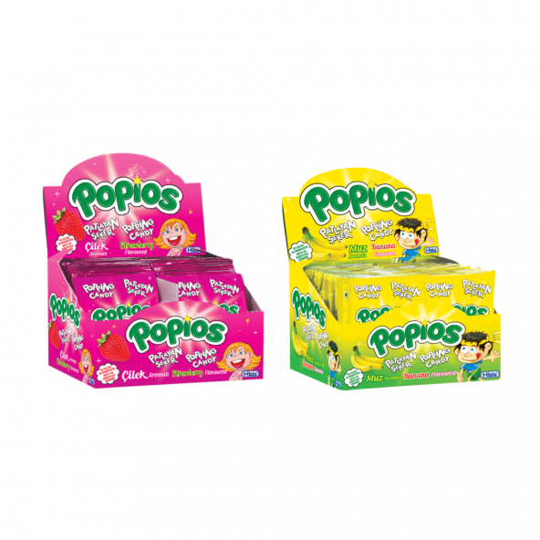 Hleks Patlayan Şeker Popios Çilek Muz 4 Gr 40+40 Adet
