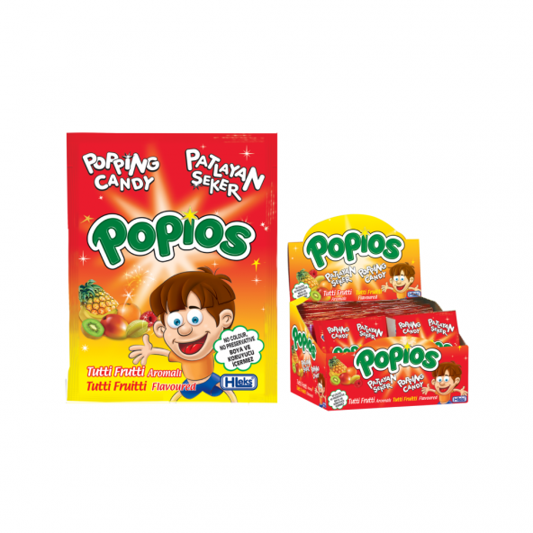 Hleks Patlayan Şeker Popios 4lü Set Çilek Kola Muz Tutti Frutti - 2
