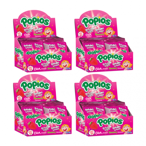 Hleks Patlayan Şeker Papios 40 Adet Çilek 4 Paket