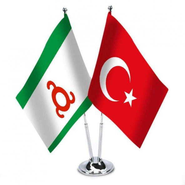 İnguşetya Cumhuriyeti-Türkiye-Saten Masa Bayrağı