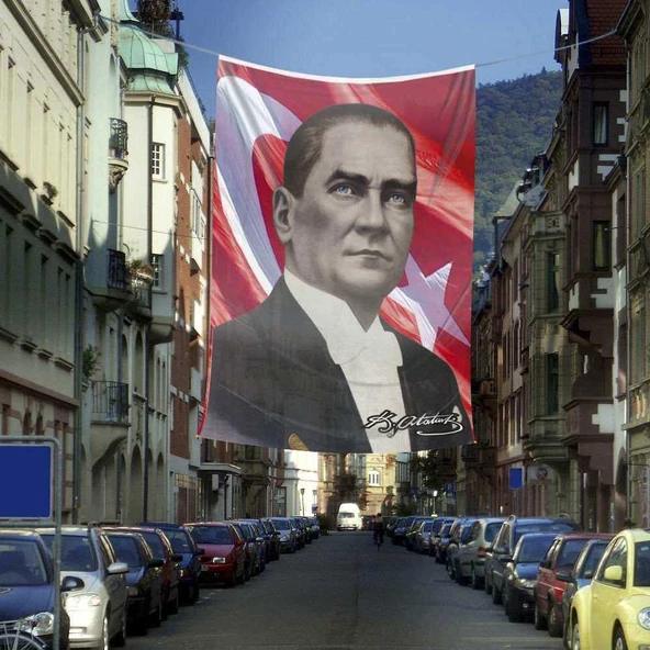 Mustafa Kemal Atatürk Ay-yıldız Poster Dış Cephe Bayrak- 4x6 metre