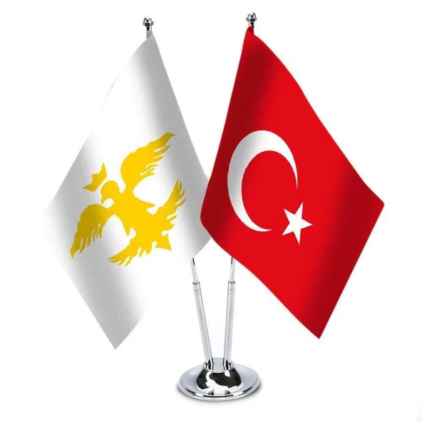 Avrupa Hun İmparatorluğu ve Türkiye- İkili Saten Masa Bayrağı