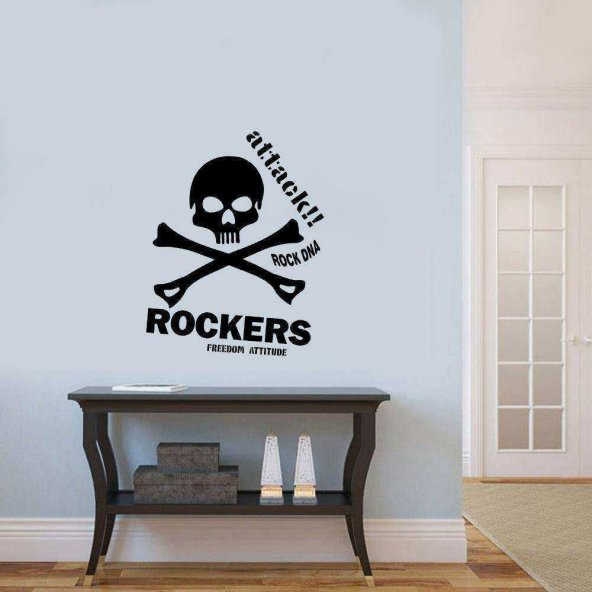 Attack Rockers Rock Dna Silüeti Dekoratif Duvar Sticker, Çıkartma, Etiket