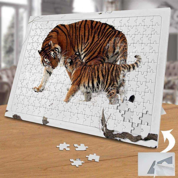 Yavru ve Anne Kaplan 240 Parça Puzzle Yapboz-74895