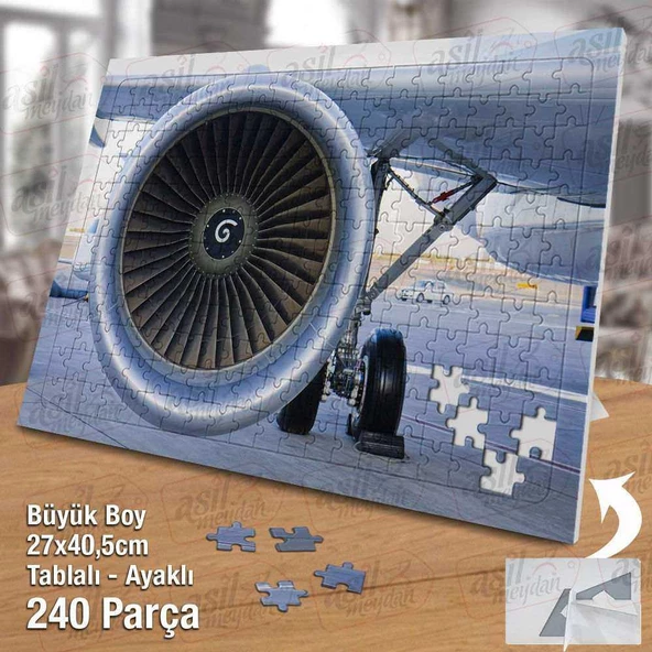 Uçak Pervanesi - Hava Alanı - Pist Yapboz-Ayak Destekli Çerçeveli 240 Parça Puzzle