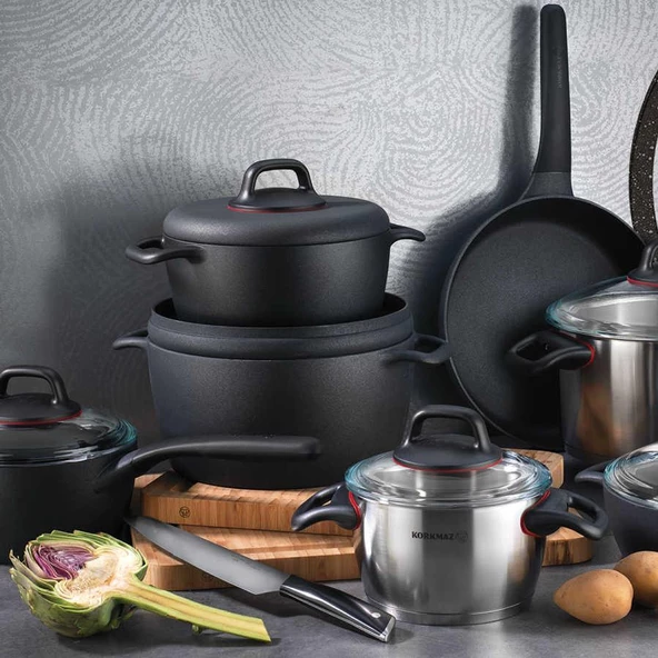 Korkmaz A1354 Gusto Plus Kısa Tencere 24 Cm - 2