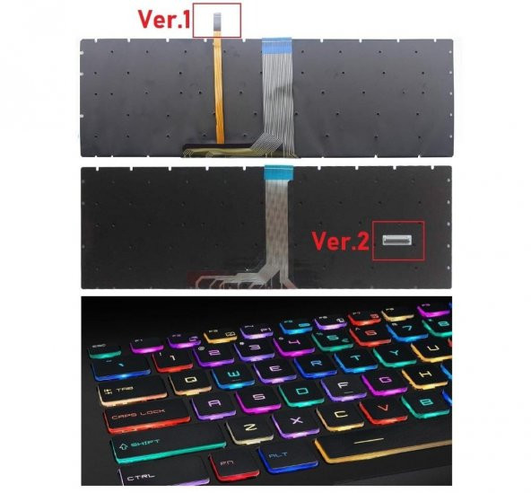 MSI GS60, GE72, GL72 Uyumlu Notebook Klavye (Siyah Işıklı TR) - RGB - Resim 3