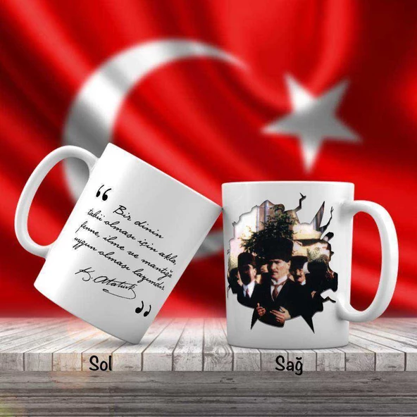 Sivil Mustafa Kemal Atatürk Dua Ederken - Atatürk'ün Sözleri -Kupa Bardak