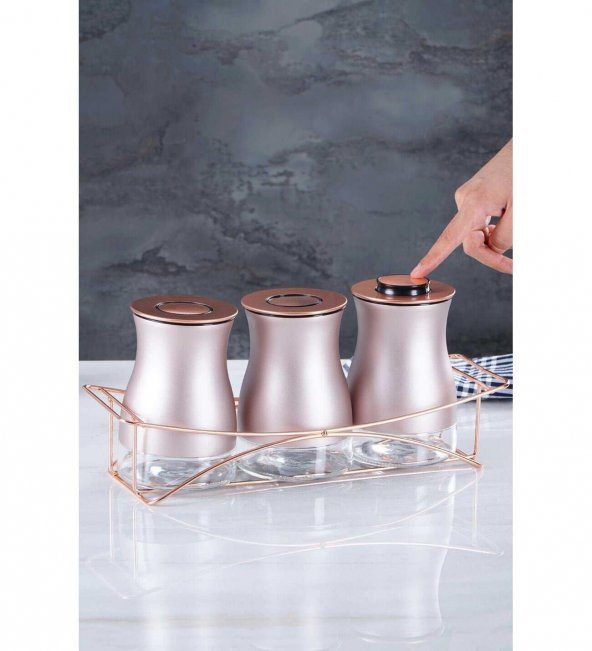 Acar 11647 3 Parça Standlı Cam Baharat Seti