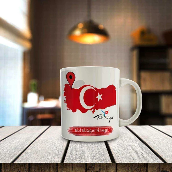 Tek İl Tek Kağan Tek Tengri Yazılı Hediyelik Kupa Bardak-1881