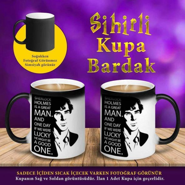 Sherlock Holmes Silüet Sihirli Hediyelik Kupa Bardak-S74255