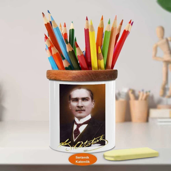 Asaletli Mustafa Kemal Paşa Ahşap Seramik Kalemlik - p39
