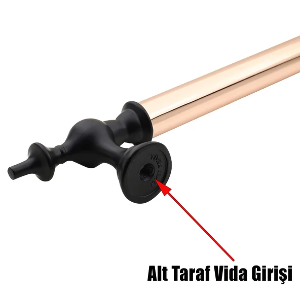 Osmanlı Sürgülü Kapı Çekme Kolu Tutma Kulpu Kulbu Çelik Dış Kapı Tutamağı Kol Bakır Siyah 40 Cm - 4