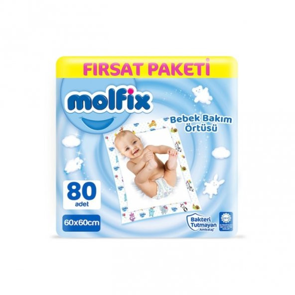 Molfix Bebek Bakım Örtüsü 60 x 60 CM Fırsat Paketi 80 Adet
