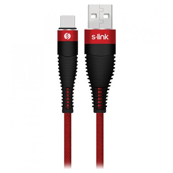 S-link Swapp SW-C785 1.2 mt 3A Type-C Şarj Kablosu - Kırmızı