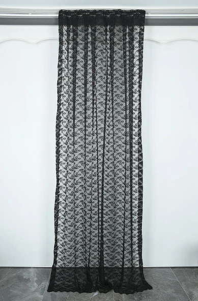 ÇİÇEK MODEL SİYAH RENK TEK KANAT Pileli Fon Perde 75*260 cm ürün görseli