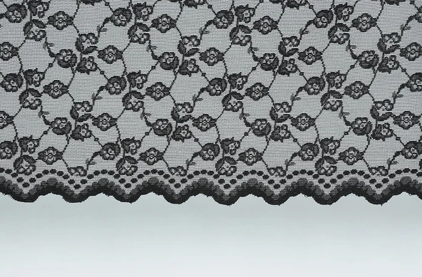 ÇİÇEK MODEL SİYAH RENK TEK KANAT Pileli Fon Perde 75*260 cm - Resim 2