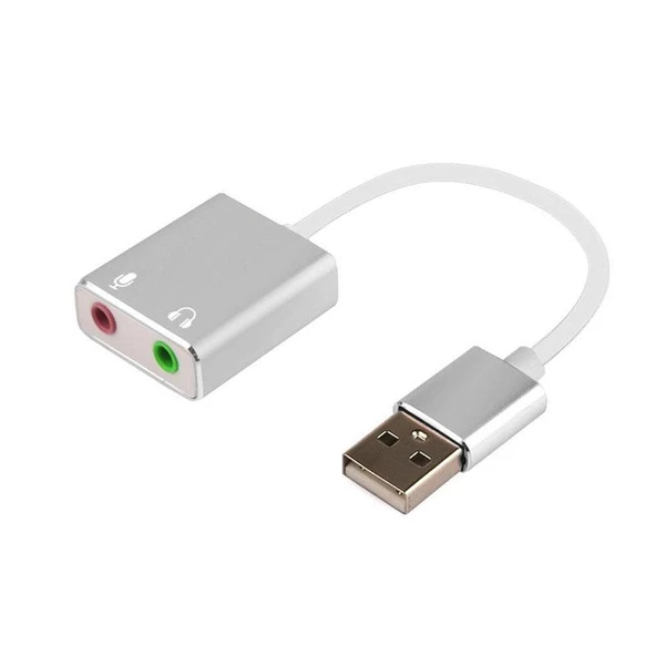 USB Harici 7.1 kanal Stereo Ses kartı 3.5mm kablolu gümüş