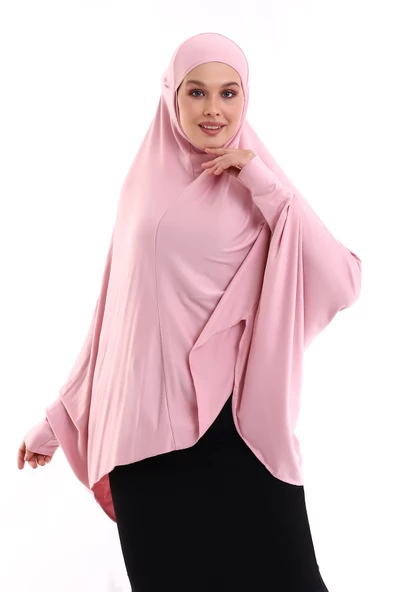 Pudra Hazır Pratik Sultanbaş Tesettür Kollu Penye Sufle Eşarp Hijab