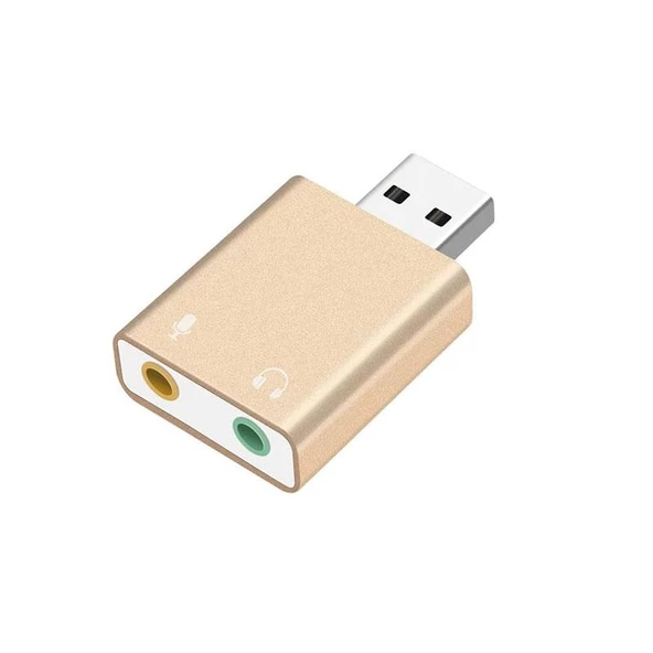 USB Harici 7.1 Stereo Ses kartı kulaklık mikrofon girişli gold