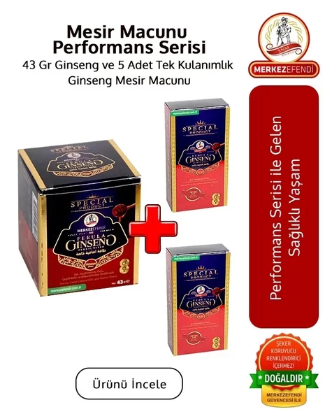 Mesir Macunu Performans Serisi 43 Gr Ginseng ve 5 Adet Tek Kullanımlık Ferula Mesir Macunu