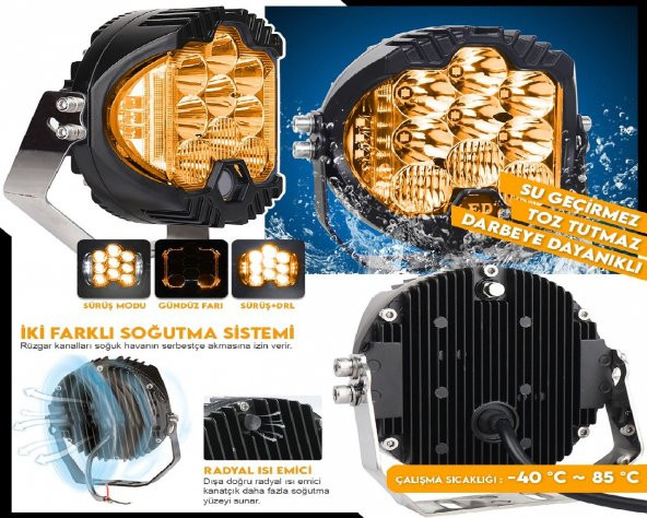 NKT GROUP 5"Baja Style Shooter Offroad Projektör Led Lamba Turuncu - 2