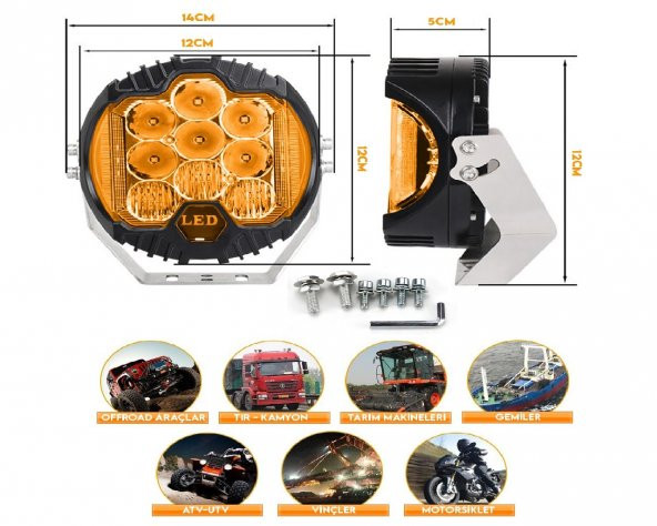 NKT GROUP 5"Baja Style Shooter Offroad Projektör Led Lamba Turuncu - 3
