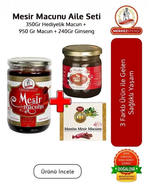 Mesir Macunu Aile Hediye Seti 350 Gr Hediyelik Macun,950 Gr Macun ve 240 Gr Ginseng