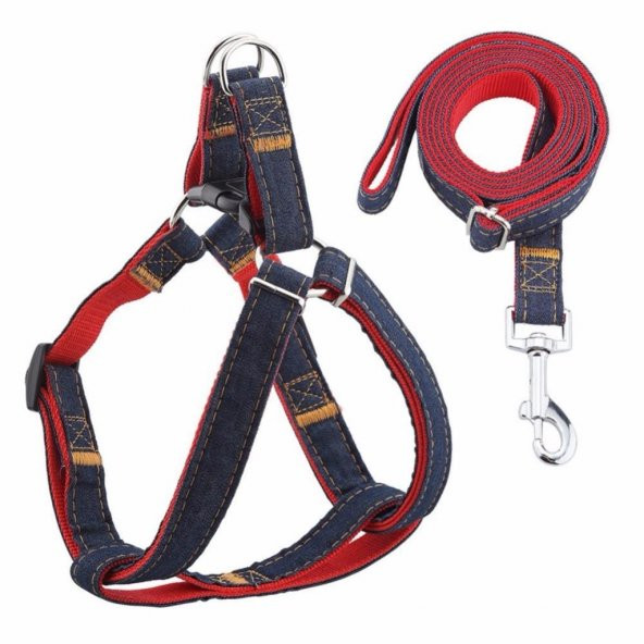 ANS 2116 Kot Desenli Gezdirmeli 10-15Kg Köpek Göğüs Tasması 2cm