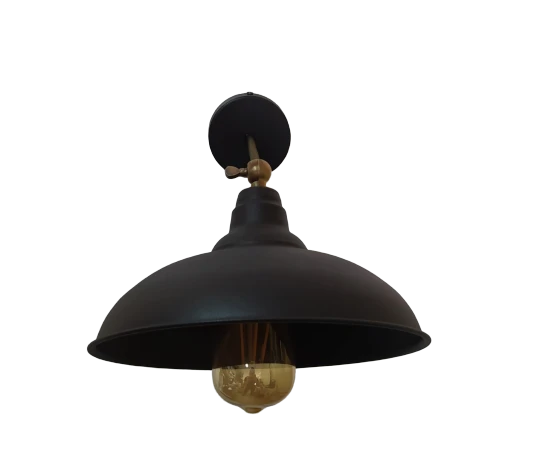 Rustik Retro Siyah İçi Siyah Mafsallı Dekoratif Hareketli Duvar Aplik - Resim 2