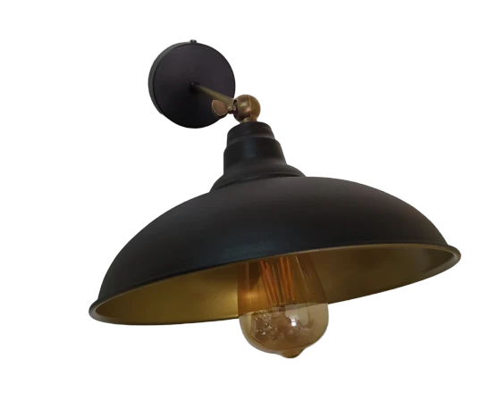 Rustik Retro Siyah İçi Gold Mafsallı Dekoratif Hareketli Duvar Aplik - Resim 2