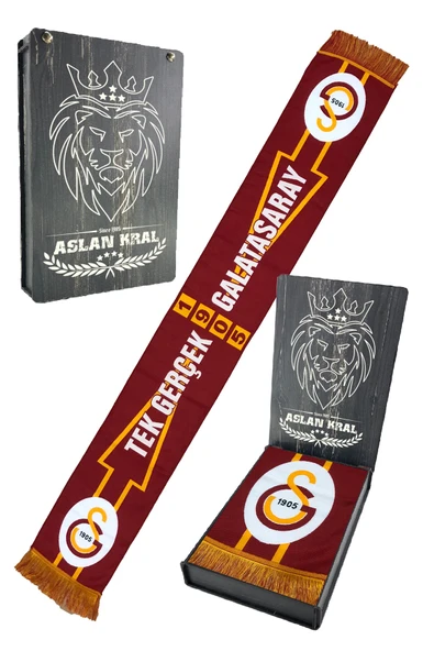 Galatasaray Orijinal Lisanslı Tek Gerçek Galatasaray Dokuma Atkı Hediyelik Ahşap Kutulu