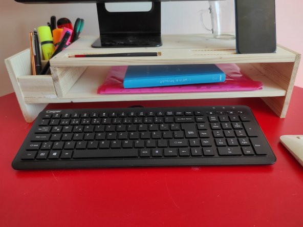 RENKLİOYUN Ahşap Monitör yükseltici , Monitör Altlığı & Masa Üstü Organizer & Monitör Standı - 2