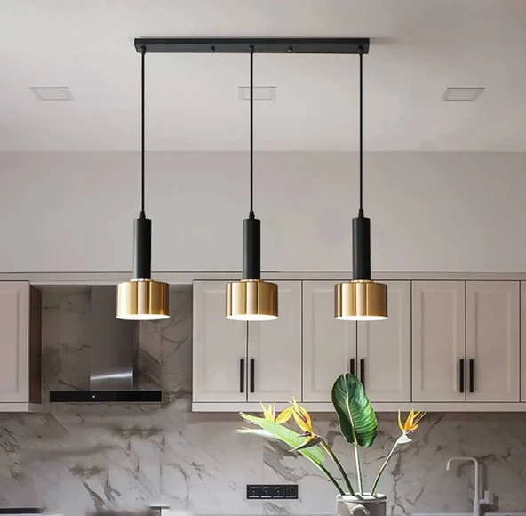 Rsylight Retro Metal Dekoratif Metal 3 lü Masa Üstü Sıralı Sarkıt Avize Genişlik:60 cm ürün görseli