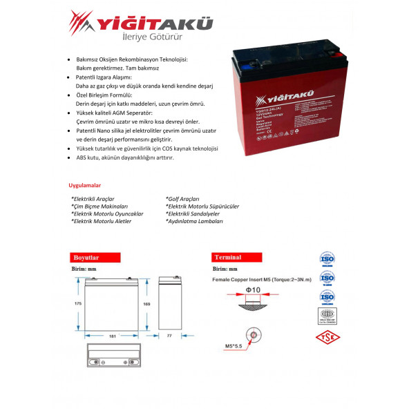 12V 24AH JEL MOTOSİKLET AKÜSÜ 2025 TEMMUZ ÜRETİM YİĞİT AKÜ - 2