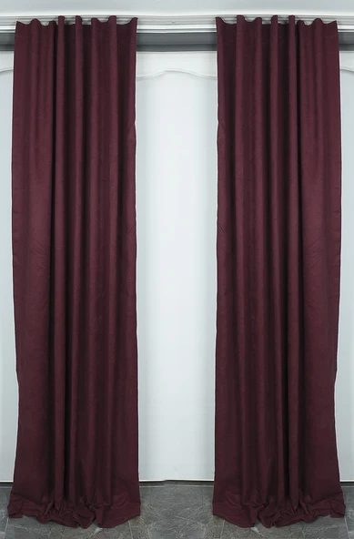 DOKUMA BORDO RENK (EKSTRAFOR BÜZGÜLÜ) TEK KANAT FON PERDE 150x260 CM - Resim 2