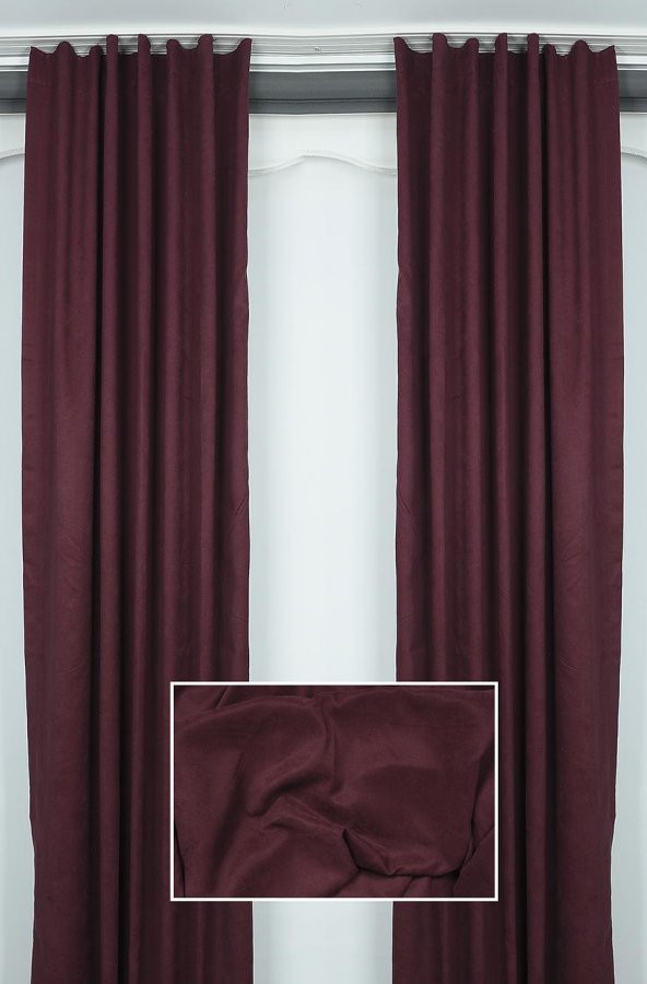 DOKUMA BORDO RENK (EKSTRAFOR BÜZGÜLÜ) TEK KANAT FON PERDE 150x260 CM - 3