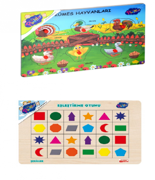 Playwood Ahşap Oyuncak Tutmalı Kümes Hayvanları-Ahşap Eşleştirme Eğitici ve Öğretici - 1