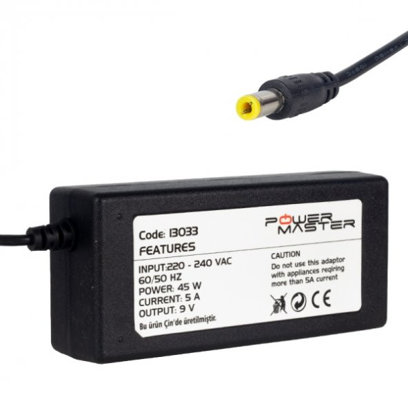 POS MAKİNESİ YAZAR KASA PRİZ TİPİ ADAPTÖR 9 VOLT - 5 AMPER - 5,5*2,5 UÇ JAK POWERMASTER