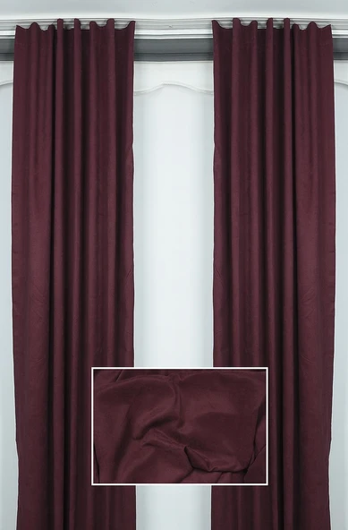 DOKUMA BORDO RENK (EKSTRAFOR BÜZGÜLÜ) TEK KANAT FON PERDE 150x260 CM - Resim 3