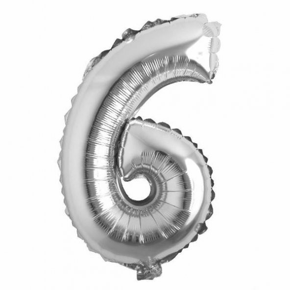 RAKAM 6 YAŞ GÜMÜŞ FOLYO BALON DOĞUM GÜNÜ HELYUM UYUMLU 100 CM